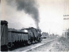 Great Northern Railway steam locomotives at Sultan, Washington, undated.