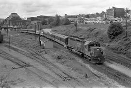 Southern Pacific 3206 leads Amtrak train number 199 at Tacoma, Washington on June 30, 1971.