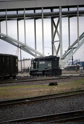 Burlington Northern Railroad Company diesel locomotive 6430 at Portland, Oregon in 1985.