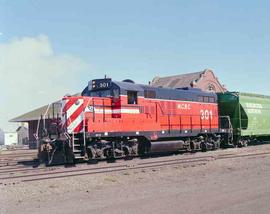 Washington Central Railroad Diesel Locomotive Number 301 at Yakima, Washington in August 1987.