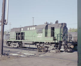 Burlington Northern diesel locomotive 4197 at Vancouver, Washington in 1979.