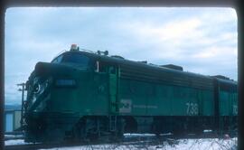 Burlington Northern 738 at Sumas, Washington in 1978.