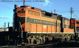 Burlington Northern Diesel Locomotive 2016 at Denver, Colorado, 1970