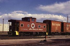 Northern Pacific steel caboose 10141 at Denver, Colorado, in 1970.