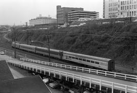 Amtrak passenger train number 198 at Tacoma, Washington in April 1972.