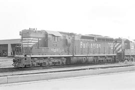 Burlington Northern diesel locomotive 6250 at Clyde, Illinois in 1972.