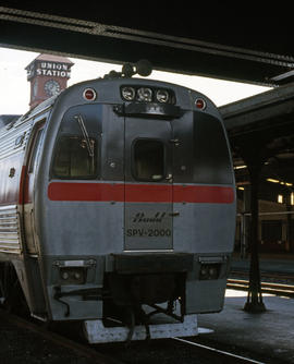 Budd Company rail diesel car SPV-2000 at Portland, Oregon in 1982.