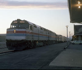 Amtrak diesel locomotive 247 at Yakima, Washington in 1980.