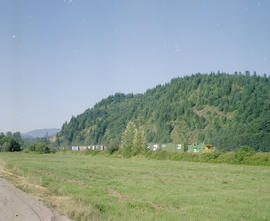 Burlington Northern freight train at Veazey, Washington in 1980.