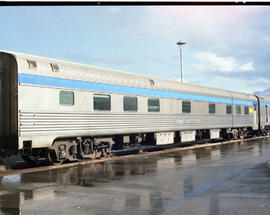 VIA Rail Canada passenger car at Jasper, Alberta in August 1990.