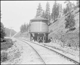 Northern Pacific water tank at Canyon Spur, Washington Territory, 1887.