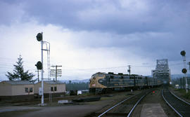 Spokane, Portland and Seattle Railway diesel locomotive 750 at Vancouver, Washington in 1963.