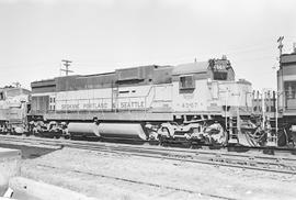 Burlington Northern diesel locomotive 4367 at Tacoma, Washington in 1971.