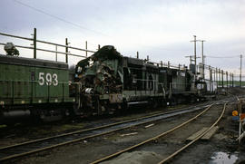 Burlington Northern Railroad Company diesel locomotive at Vancouver, Washington in 1978.