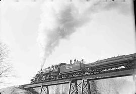 Rayonier Incorporated Steam Locomotive Number 38 at Humptulips, Washington in March, 1962.