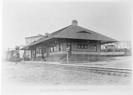 Northern Pacific station at Tacoma, Washington, circa 1884.