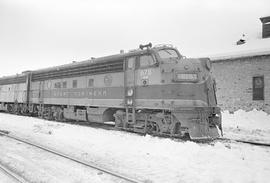 Burlington Northern diesel locomotive 678 at Cashmere, Washington in 1971.