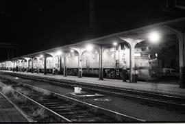 Amtrak passenger train number 347 makes a station stop at Galesburg, Illinois on August 28, 1972.