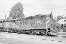 Burlington Northern diesel locomotive 1782 at Auburn, Washington in 1975.