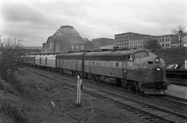 Amtrak diesel locomotives 9728 at Tacoma, Washington on March 28, 1971.