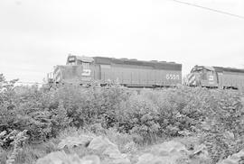 Burlington Northern diesel locomotive 6556 at Ravenna, Nebraska in 1972.