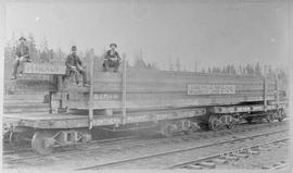 Northern Pacific Railroad Log Flat Car Number 21490 at Napavine, Washington, circa 1915.