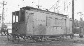 Seattle Municipal Railway Number 416 at the Fremont carbarn, Seattle, Washington, 1938.