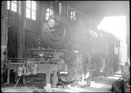 Polson Logging Company steam locomotive 3100 at Railroad Camp, Washington, circa 1940.