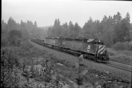 Burlington Northern special train at Vader, Washington in 1976.