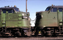 Burlington Northern Railroad Company diesel locomotive 644 at Portland, Oregon in 1979.