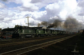 Burlington Northern Railroad Company diesel locomotive 4260 at Portland, Oregon in 1978.