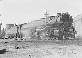 Northern Pacific steam locomotive 5116 at Missoula, Montana, in 1943.