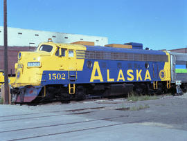 Alaska Railroad diesel locomotive 1502 at Yakima, Washington, circa 1978.