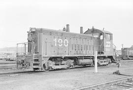 Burlington Northern diesel locomotive 190 at Parkwater, Washington in 1976.