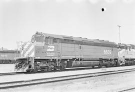 Burlington Northern diesel locomotive 6639 at Auburn, Washington in 1972.