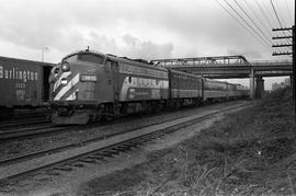 Amtrak diesel locomotive 9810 at Ridgefield, Washington on April 6, 1971.