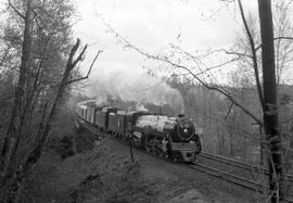 Canadian Pacific Railway steam locomotive 2860 at Nisqually, Washington on March 20, 1977.