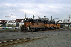 Milwaukee Road diesel locomotive 282 at Portland, Oregon in 1978.