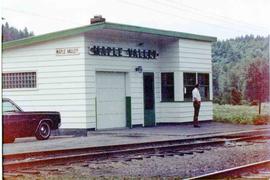 Burlington Northern Railroad station at Maple Valley, Washington in 1977.