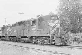 Burlington Northern diesel locomotive 1746 at Enumclaw, Washington in 1976.