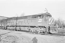 Burlington Northern diesel locomotive 5740 at Seattle, Washington in 1973.