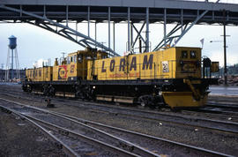 Loram Maintenance of Way rail grinder RG1016771 at Portland, Oregon in 1978.