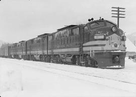 Northern Pacific diesel locomotive number 5404 at Easton, Washington, in 1950.