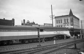 New York Central Railroad steam locomotive, Rexall at Puyallup, Washington in 1936.