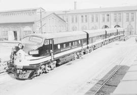 Northern Pacific diesel locomotive number 6007 at South Tacoma, Washington, in 1952.