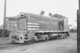 Burlington Northern diesel locomotive 203 at Tacoma, Washington in 1974.