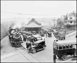 Northern Pacific passenger train at Pullman, Washington, circa 1927.