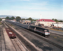 Amtrak diesel locomotives 313 at Provo, Utah on September 14, 1985.