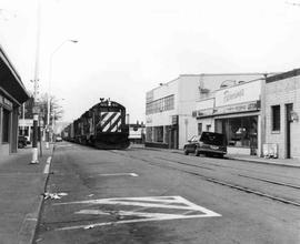 urlington Northern Railroad freight train at Renton, Washington, in 1987.