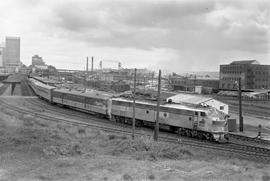 Amtrak diesel locomotive 9954 at Tacoma, Washington in 1974.